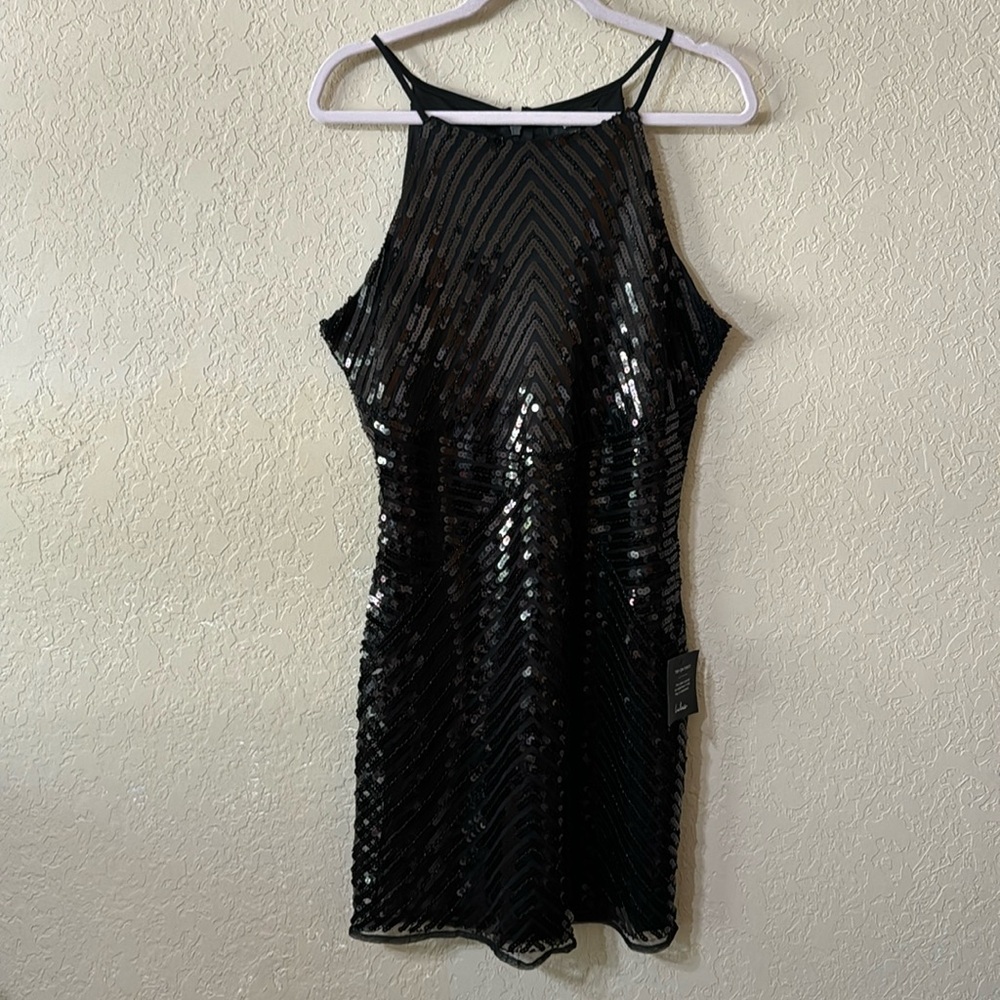 Lulus sexy Black Sequin Halter Dress - XL